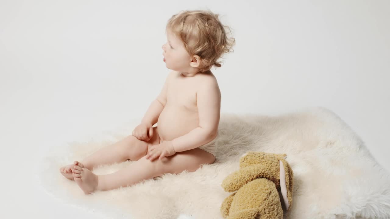 Stock Video Blonde Baby Girl On A White Rug Live Wallpaper For PC