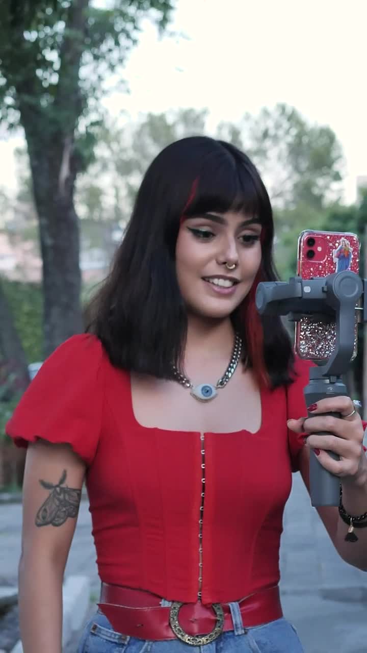 Stock Video Blogging Girl Down The Street With His Cell Live Wallpaper For PC