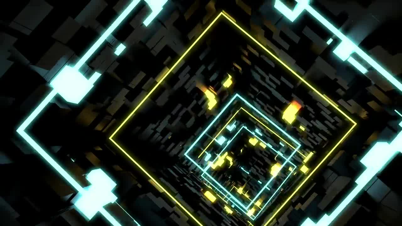 Stock Video Black Tunnel With Neon Lights And Square Live Wallpaper For PC