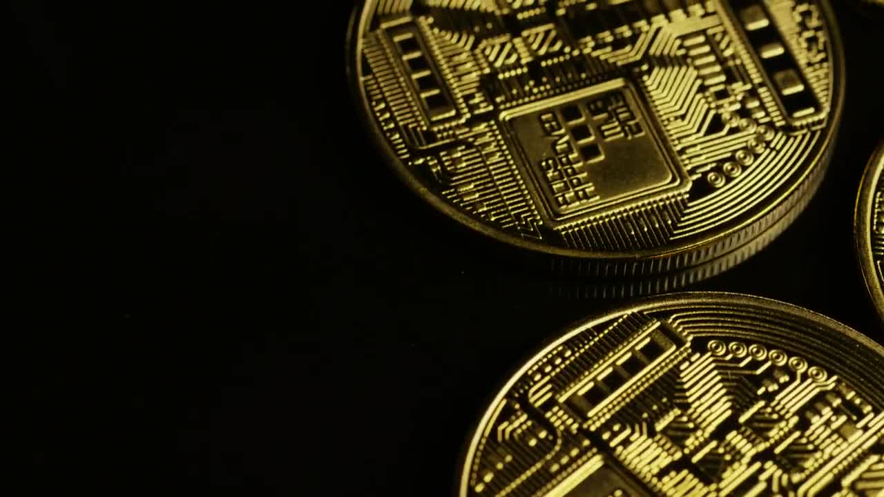 Stock Video Bitcoins Coins Rotating Slow On A Black Surface Live Wallpaper For PC