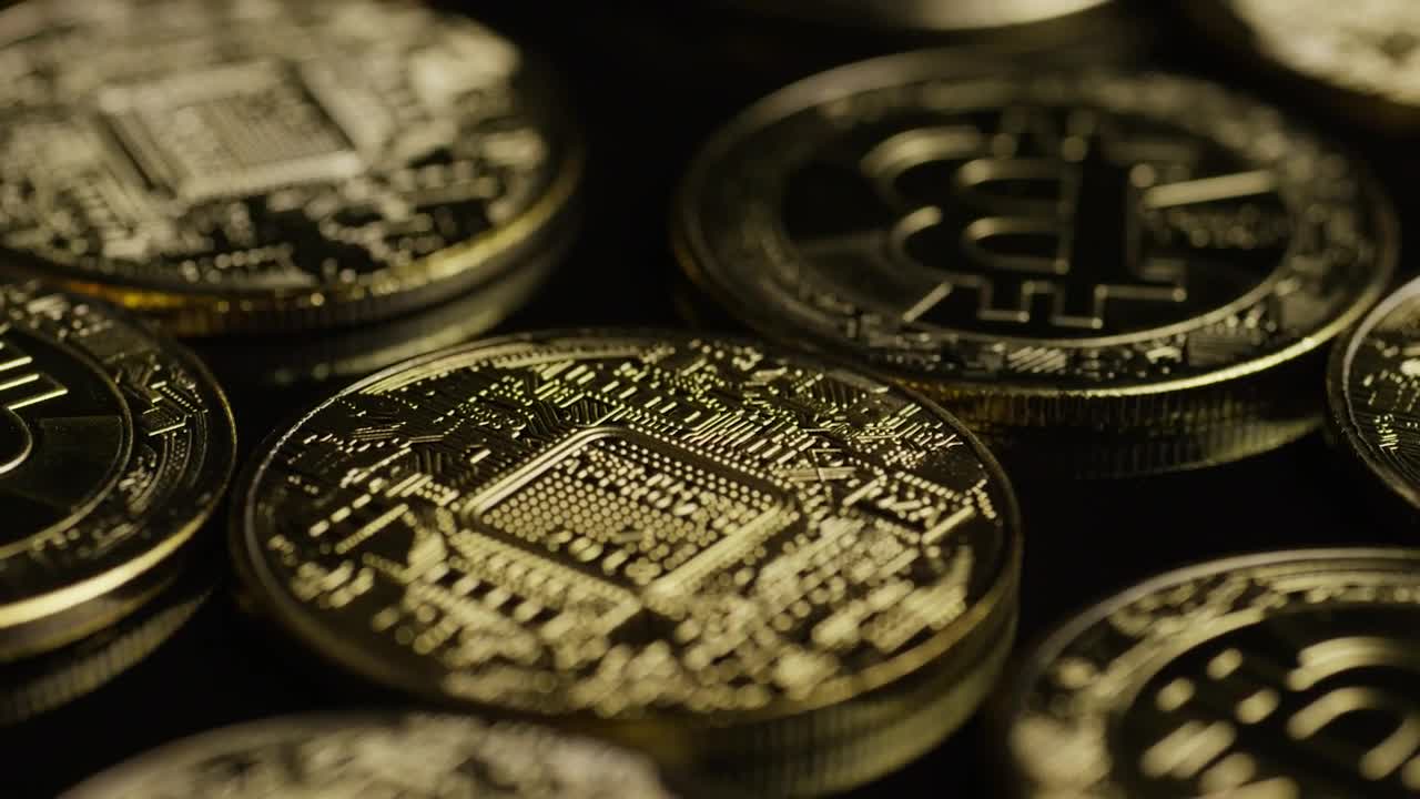 Stock Video Bitcoins On A Black Surface Live Wallpaper For PC