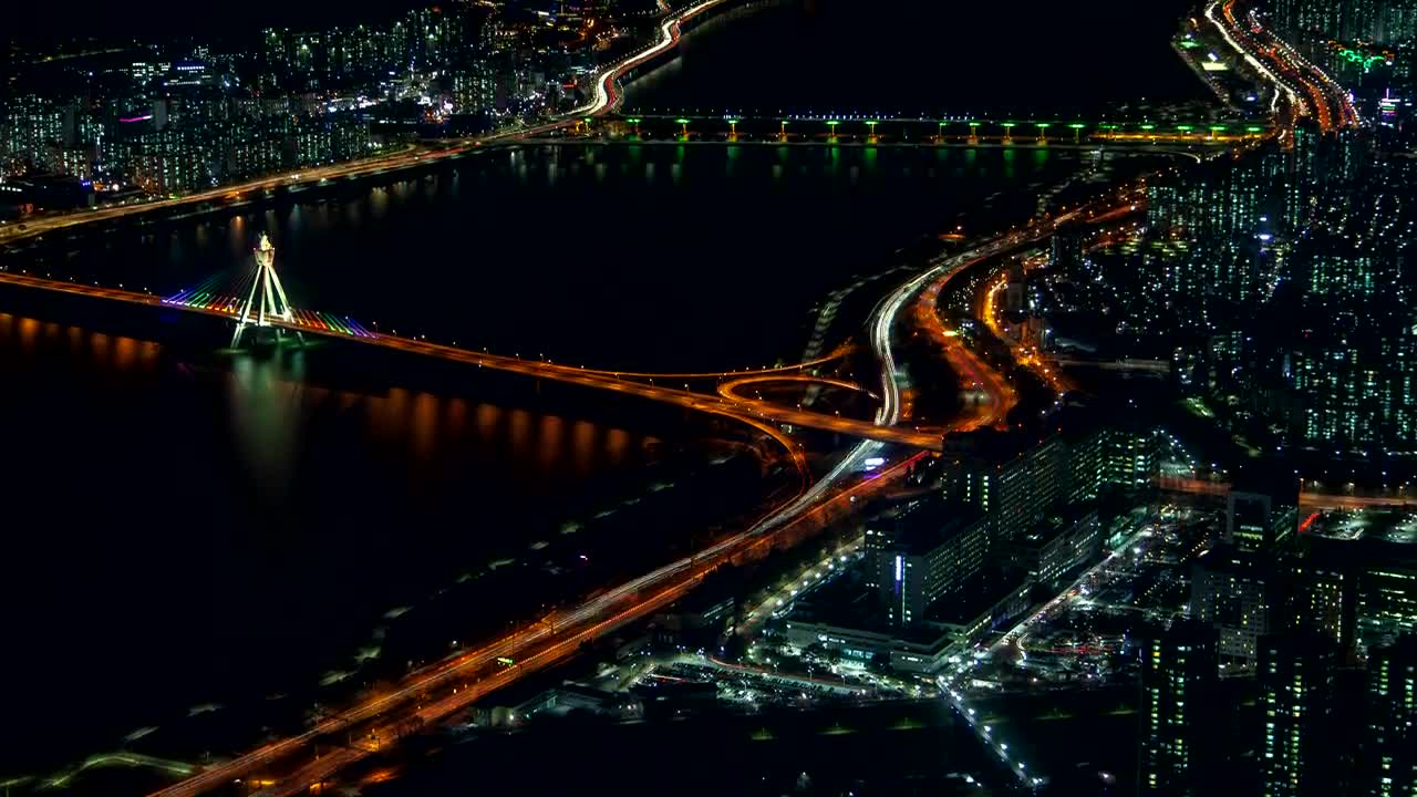 Stock Video Big River Surrounded By A Big City At Night Live Wallpaper For PC