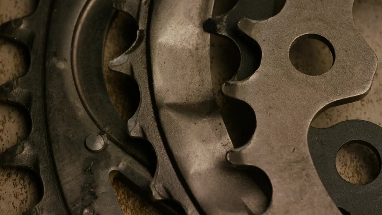 Stock Video Bicycle Metal Gears Rotating Close Up Live Wallpaper For PC