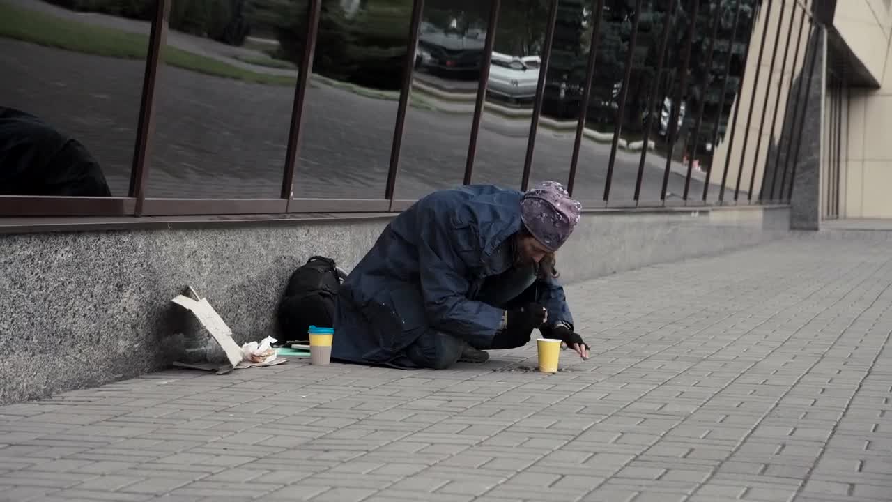 Stock Video Beggar Picking Change From The Street Live Wallpaper For PC