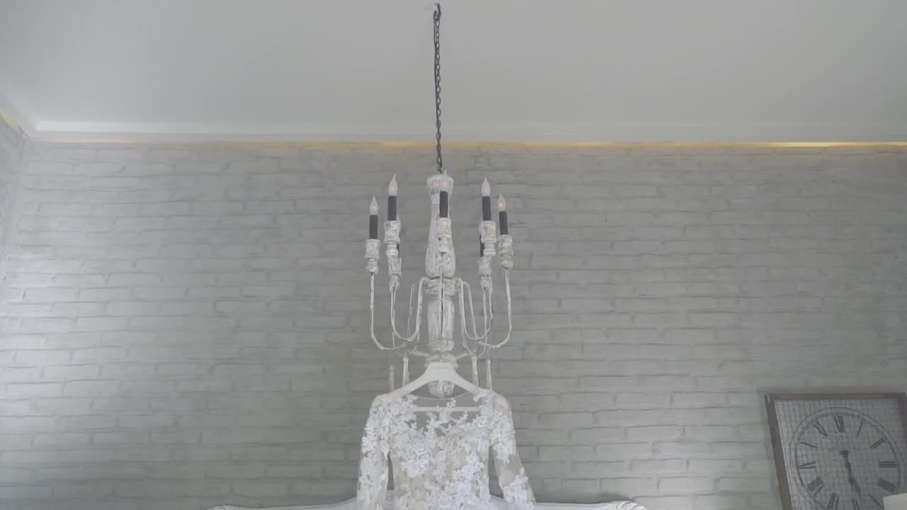 Stock Video Beautiful Wedding Dress Hanging In A White Room Live Wallpaper For PC