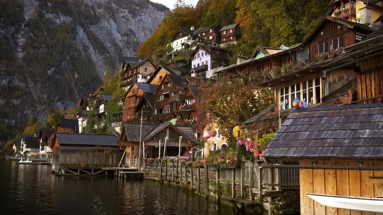 Stock Video Beautiful Town In The Mountains And The Lake Live Wallpaper For PC
