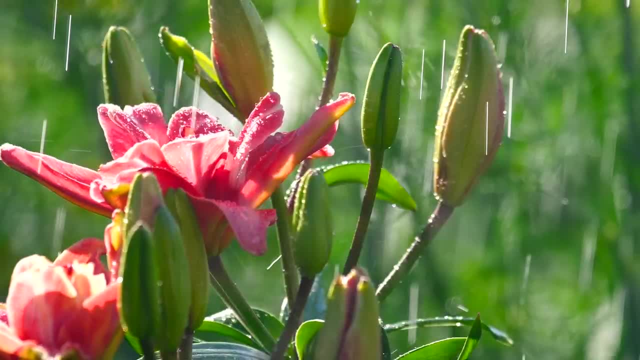 Stock Video Beautiful Pink Flower Under The Rain Closeup Live Wallpaper For PC