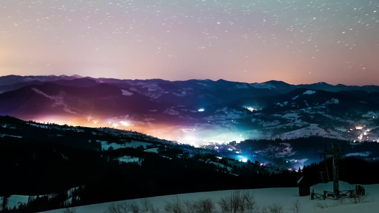 Stock Video Beautiful Night Landscape Of A Town And The Stars Live Wallpaper For PC
