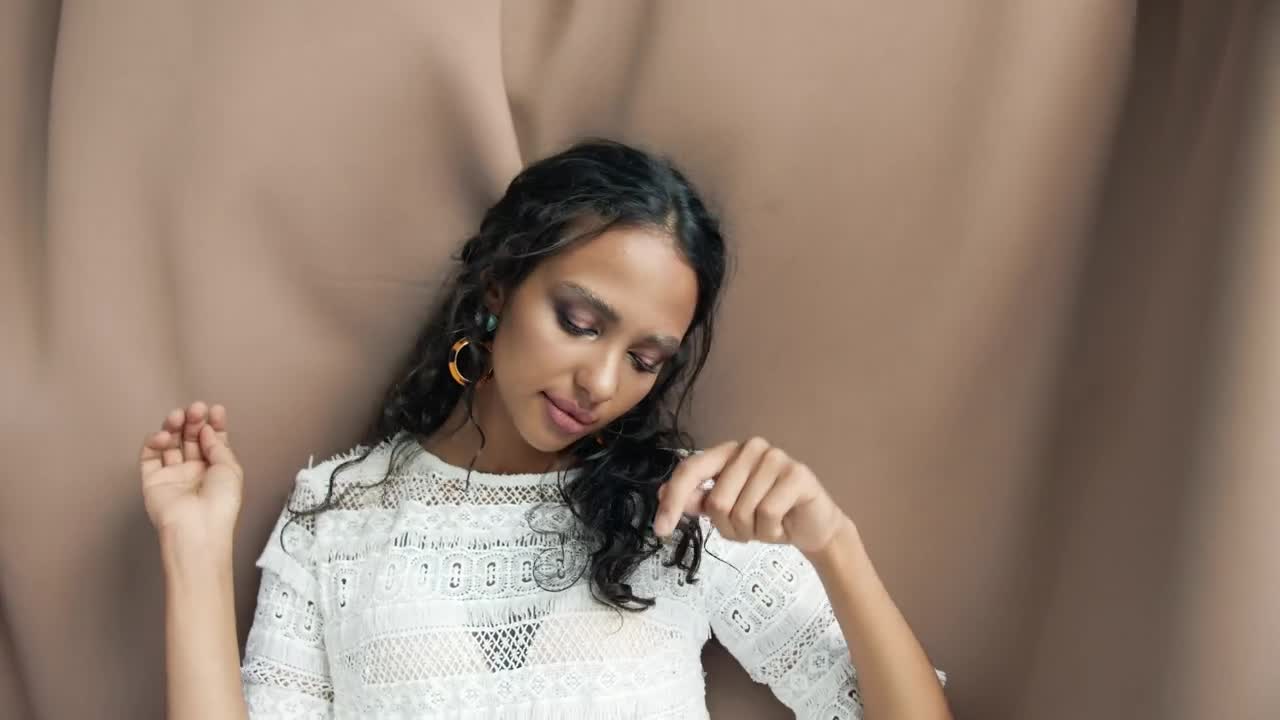 Stock Video Beautiful Jewellery Model Posing On Neutral Background Live Wallpaper For PC