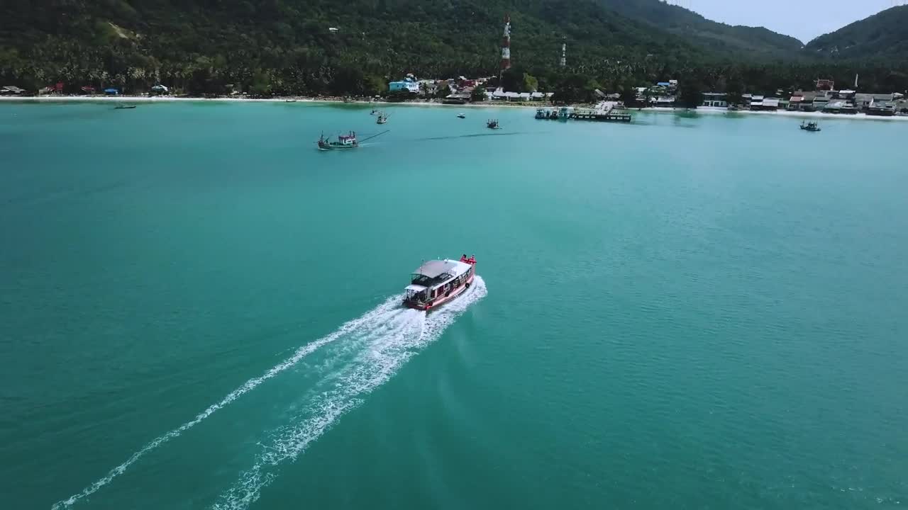 Stock Video Beautiful Coast With Motorboats And A Pier Seen From The Live Wallpaper For PC