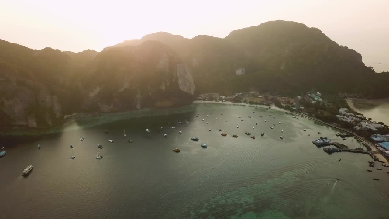 Stock Video Beautiful Bay During A Sunset From The Air Live Wallpaper For PC