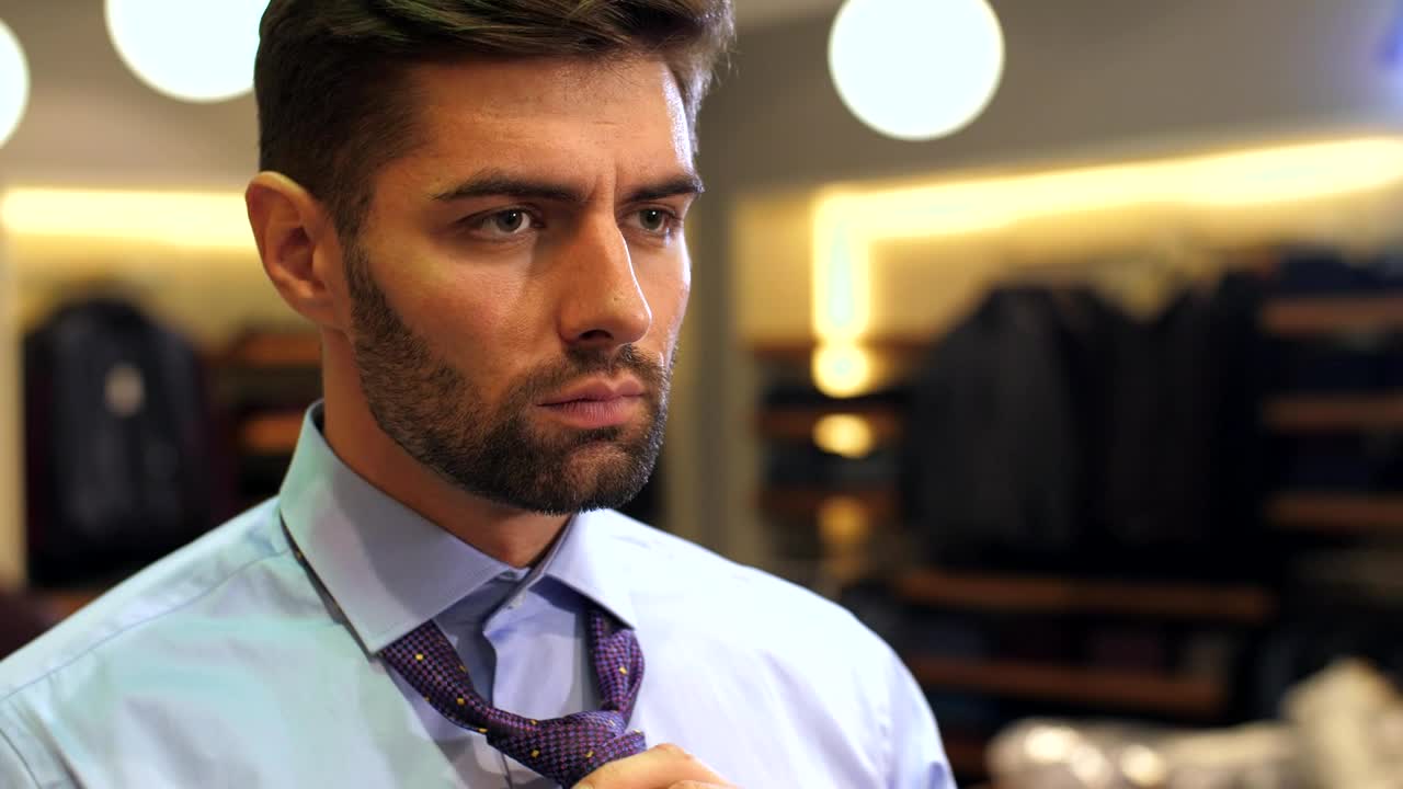 Stock Video Bearded Man Tying A Tie To His Suit Live Wallpaper For PC