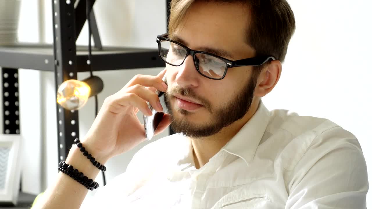 Stock Video Bearded Man Talking On Cell Phone Live Wallpaper For PC