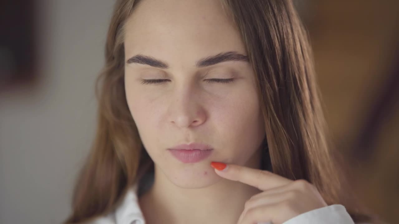 Video Stock Closeup Of Young Woman Thinking About Decision Live Wallpaper For PC