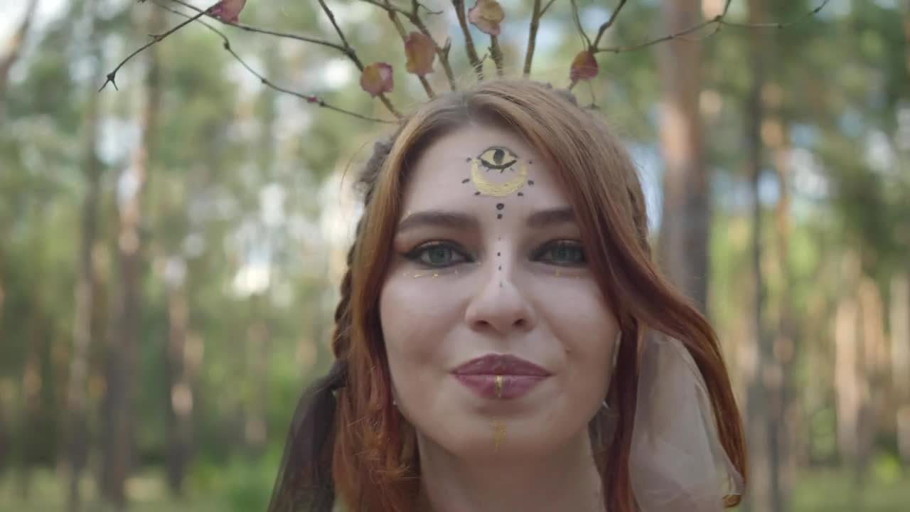 Video Stock Closeup Of Woman In Fantasy Costume Dancing In Forest Live Wallpaper For PC