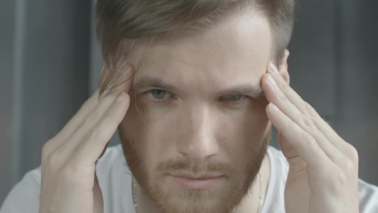 Video Stock Closeup Of Man With Headache Rubbing Temples Live Wallpaper For PC