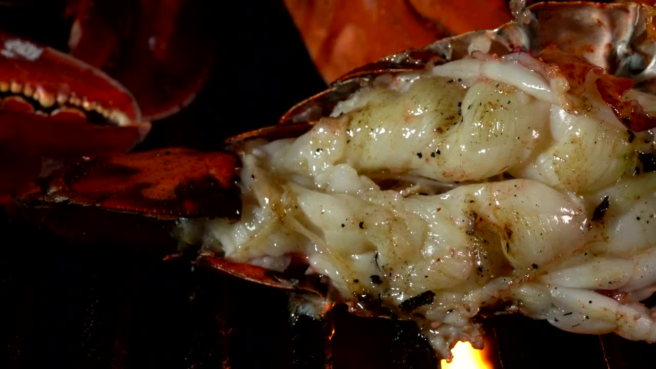 Video Stock Closeup Of Grilled Seafood Live Wallpaper For PC