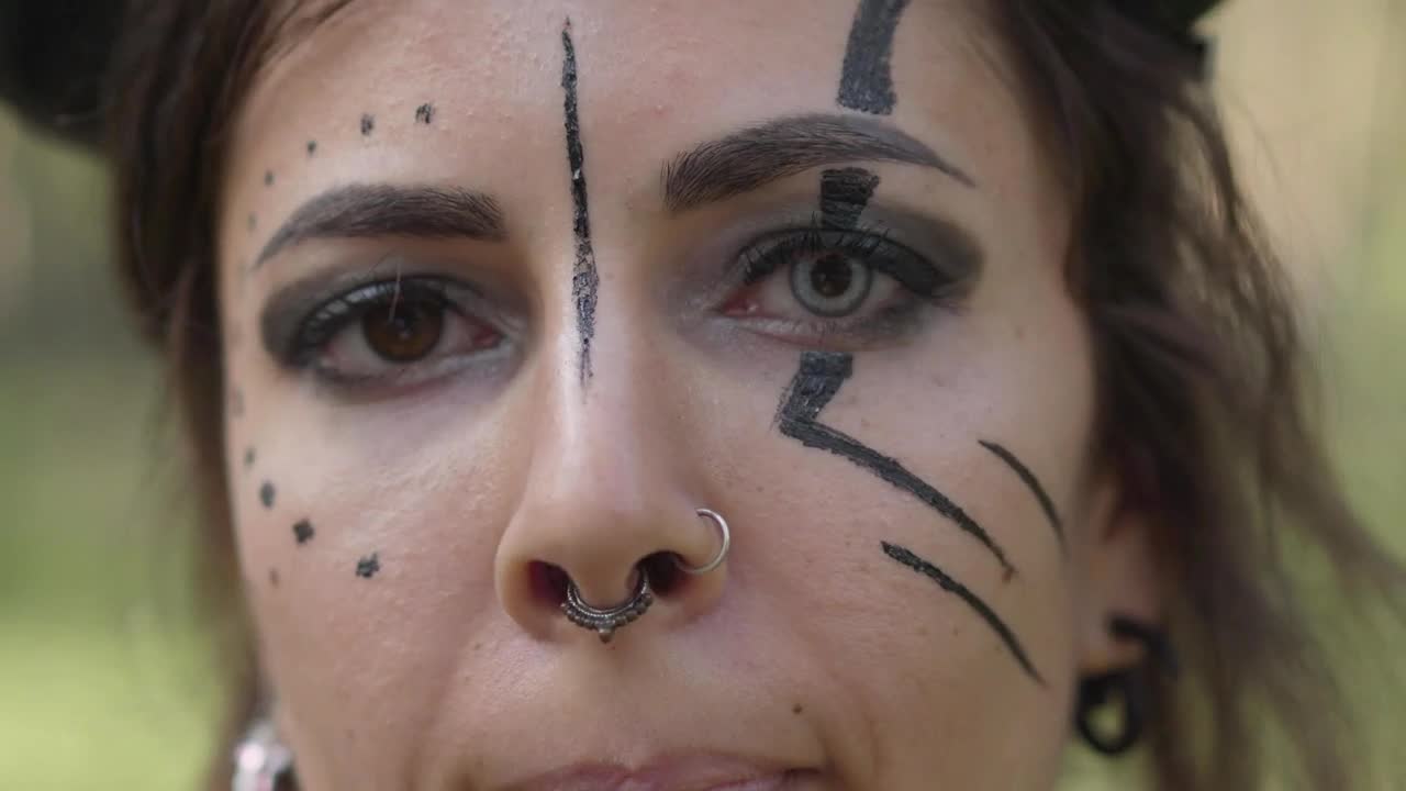 Video Stock Closeup Of Devil Makeup On Dancer In Forest Live Wallpaper For PC