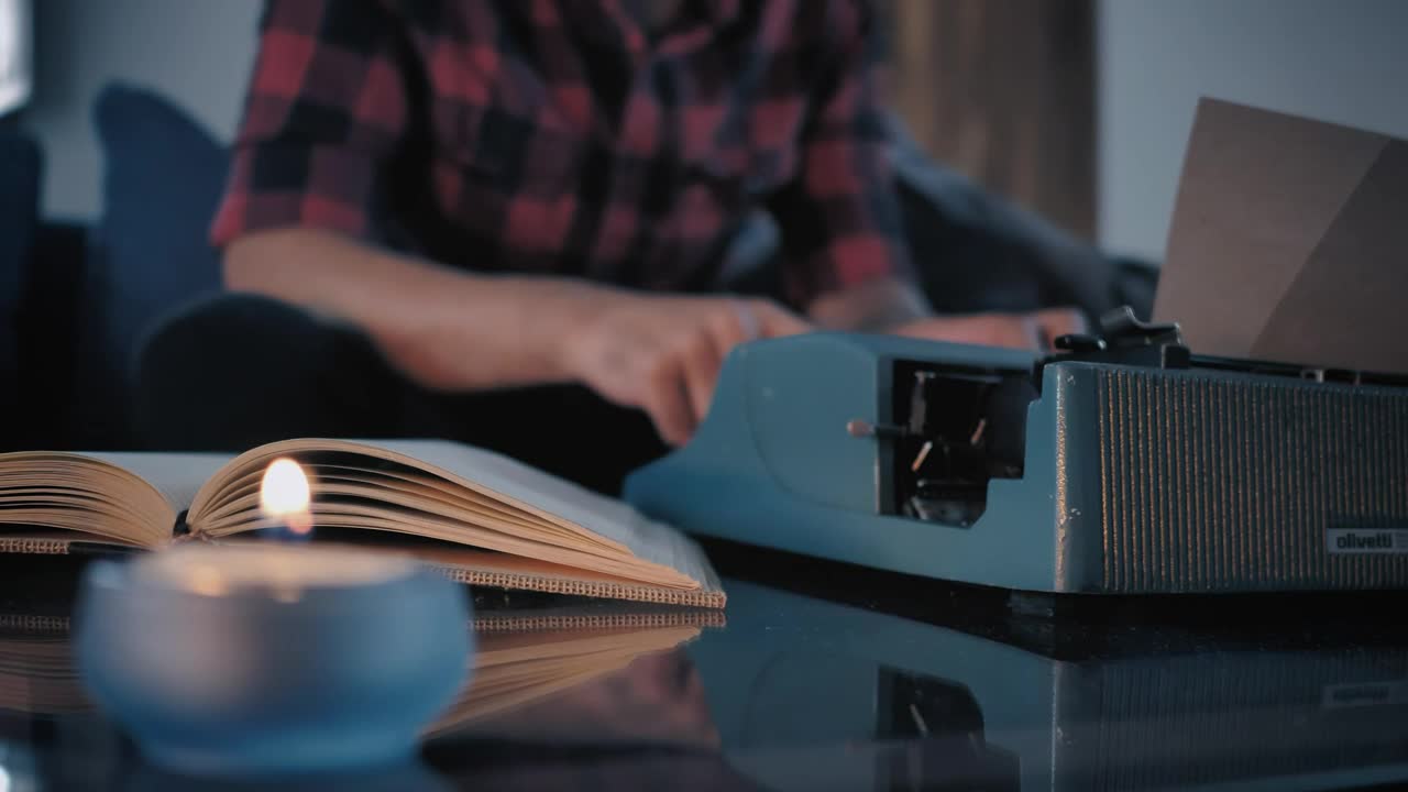 Video Stock Close Up View Of A Typewriter While A Man Works On Live Wallpaper For PC
