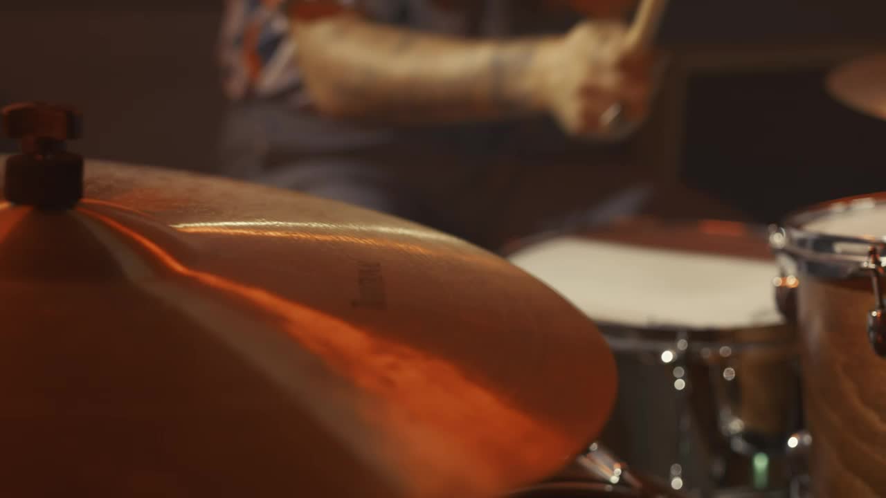Video Stock Close Shot Of A Drummer In A Recording Studio Live Wallpaper For PC