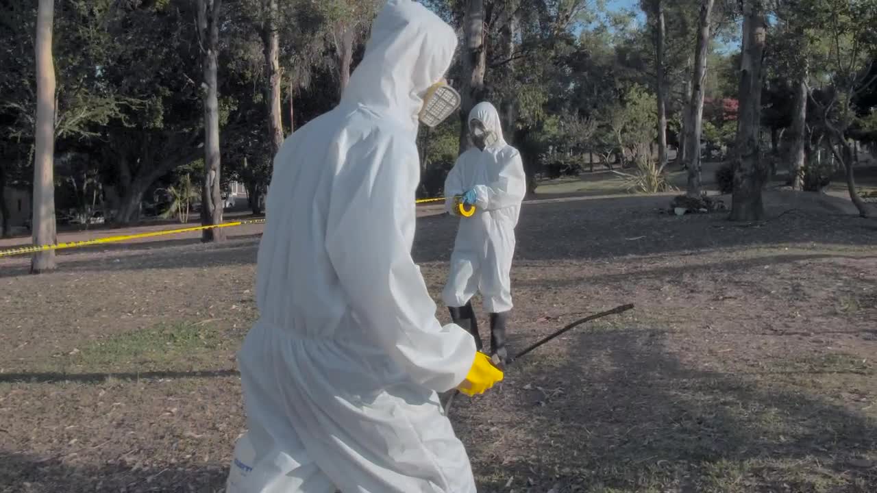 Video Stock Cleaning Staff Disinfecting Areas Of A Park Live Wallpaper For PC