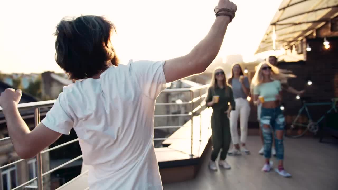 Video Stock Cinematic Of Friends Dancing On Terrace Party Live Wallpaper For PC