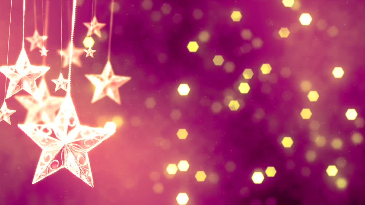 Video Stock Christmas Hanging Stars With Pink Bokeh Background Live Wallpaper For PC