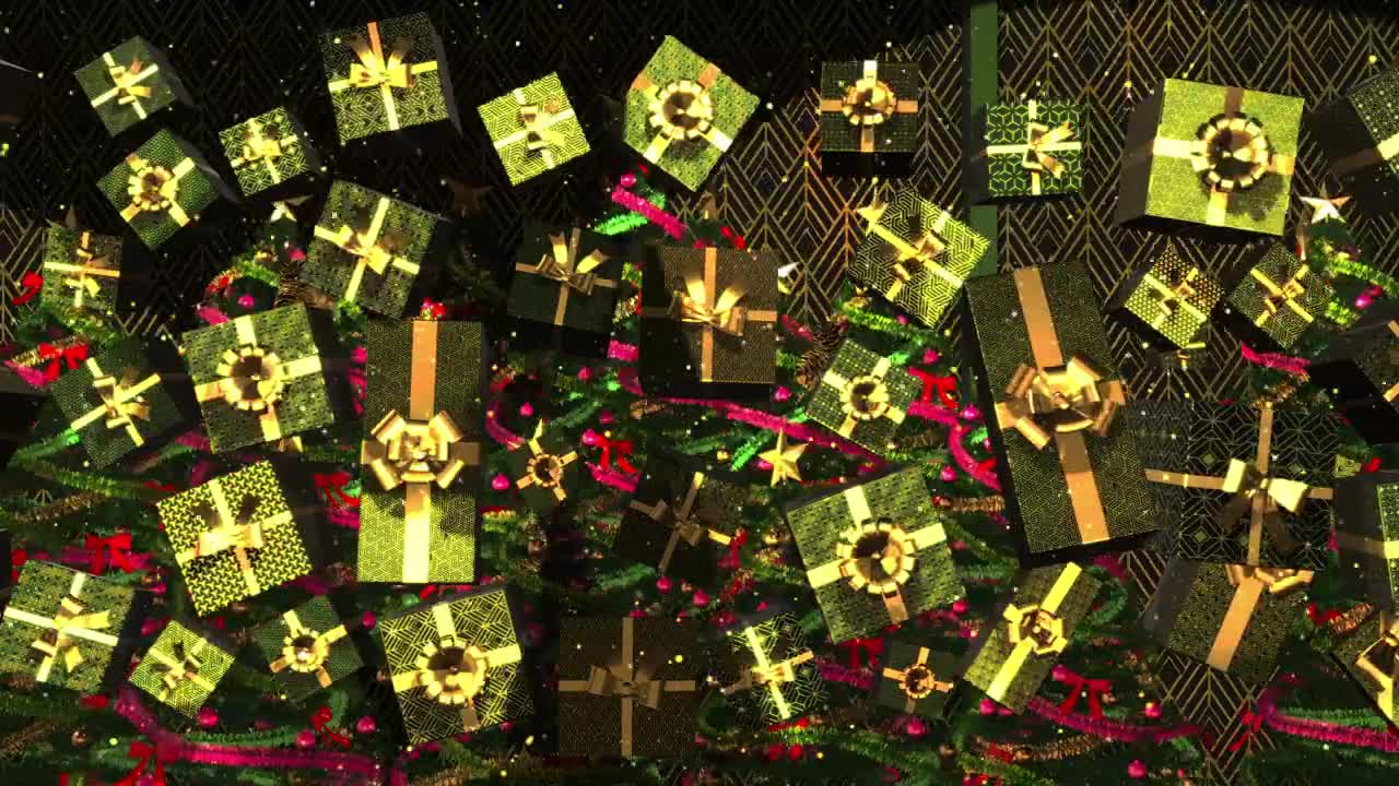Video Stock Christmas Gifts In Boxes With Golden Bows Live Wallpaper For PC