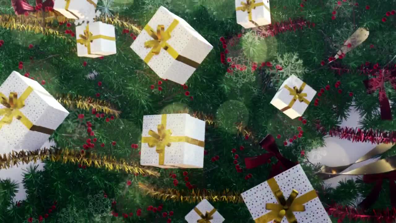 Video Stock Christmas Gifts Hanging On Tree D Render Live Wallpaper For PC