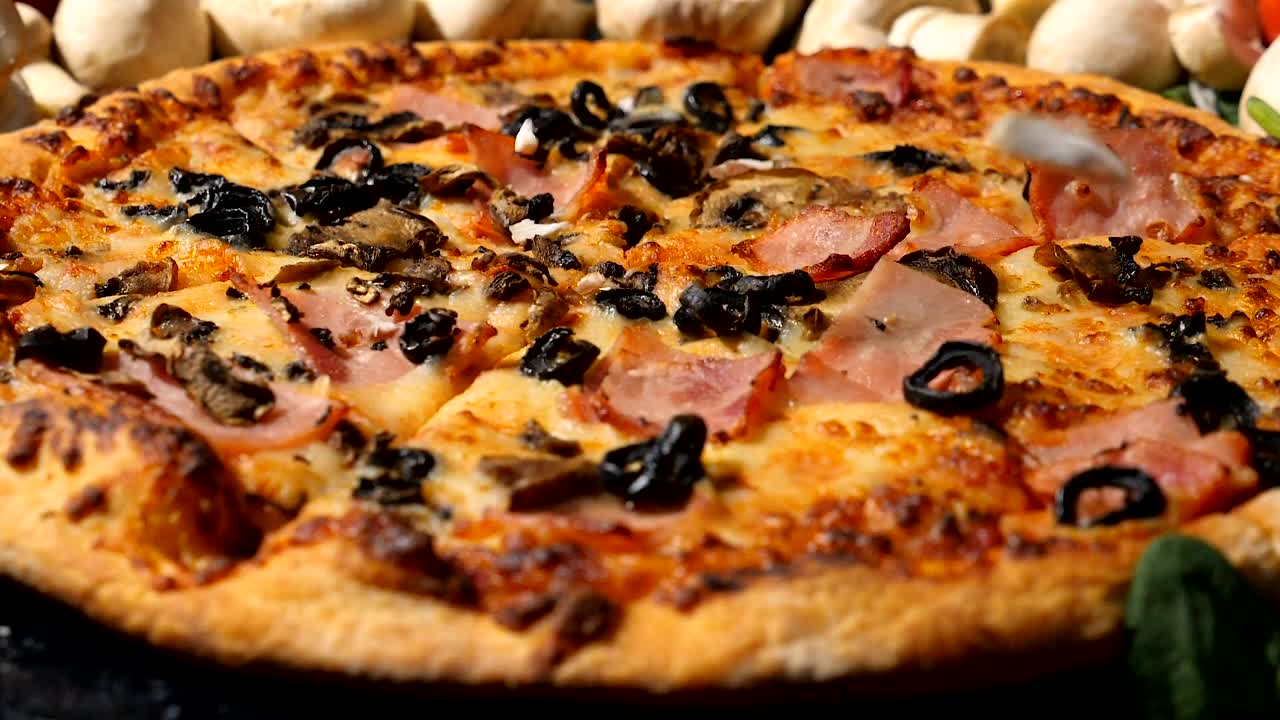Video Stock Chopped Mushrooms Dropping Onto A Pizza Live Wallpaper For PC
