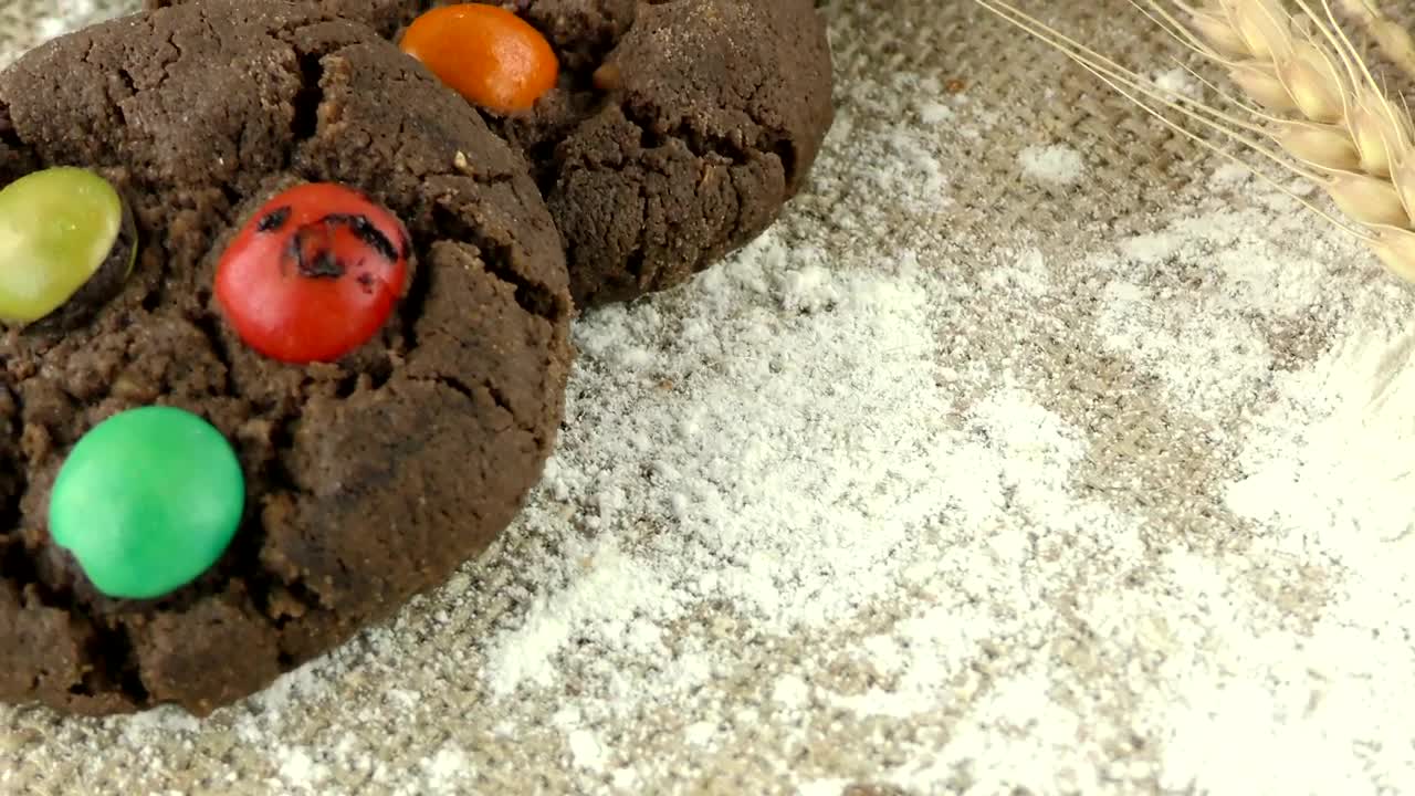 Video Stock Chocolate Chip Cookies Decorated With Colorful Candies Live Wallpaper For PC