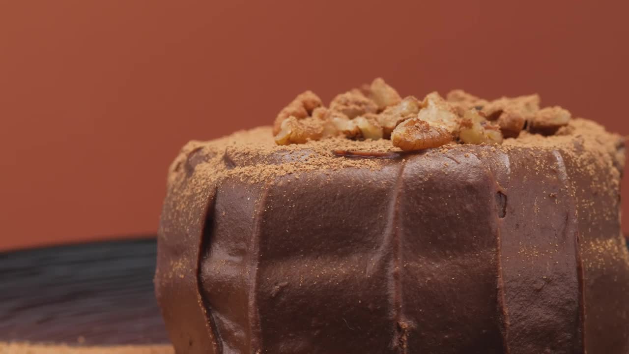 Video Stock Chocolate Cake With Walnuts In A Demonstration Video Live Wallpaper For PC