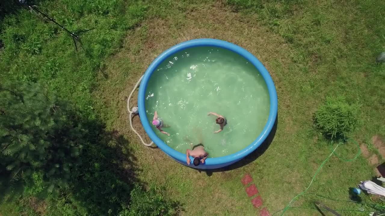 Video Stock Children Splashing In A Backyard Pool Live Wallpaper For PC