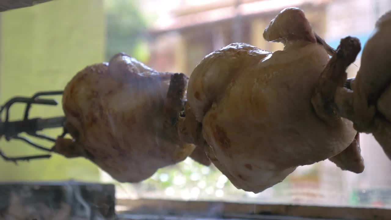 Video Stock Chickens Cooking On A Spit Live Wallpaper For PC