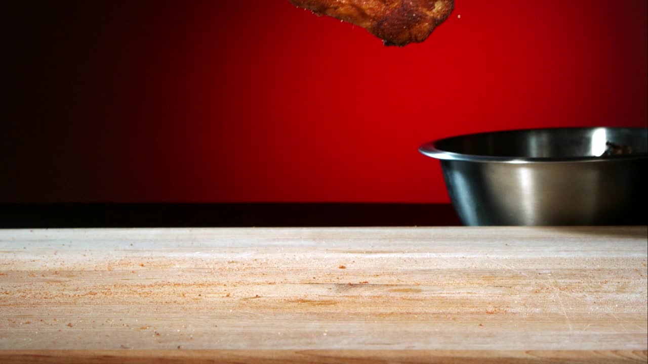 Video Stock Chicken Wing Bouncing On A Wooden Board Live Wallpaper For PC