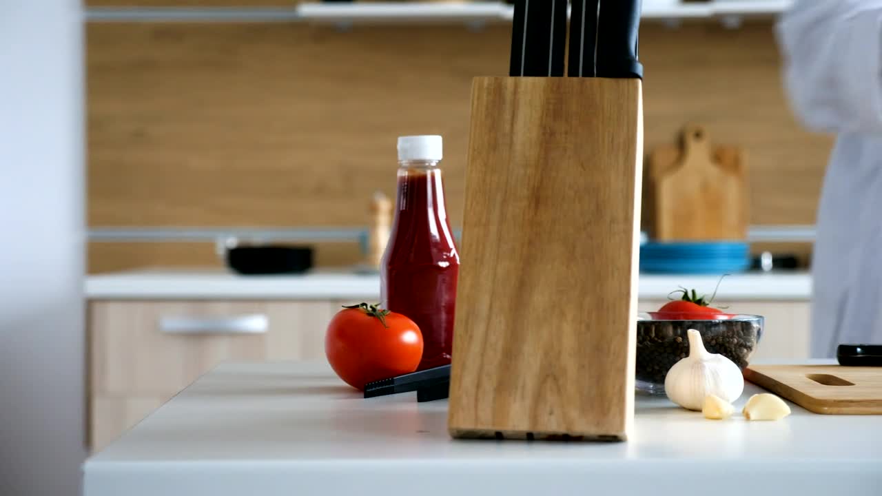 Video Stock Chef Chopping Up White Mushrooms Live Wallpaper For PC