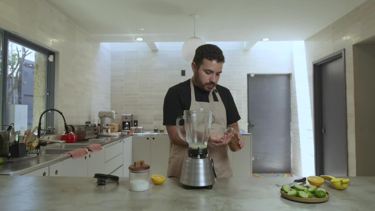 Video Stock Chef Adding Ingredients To A Blender Live Wallpaper For PC