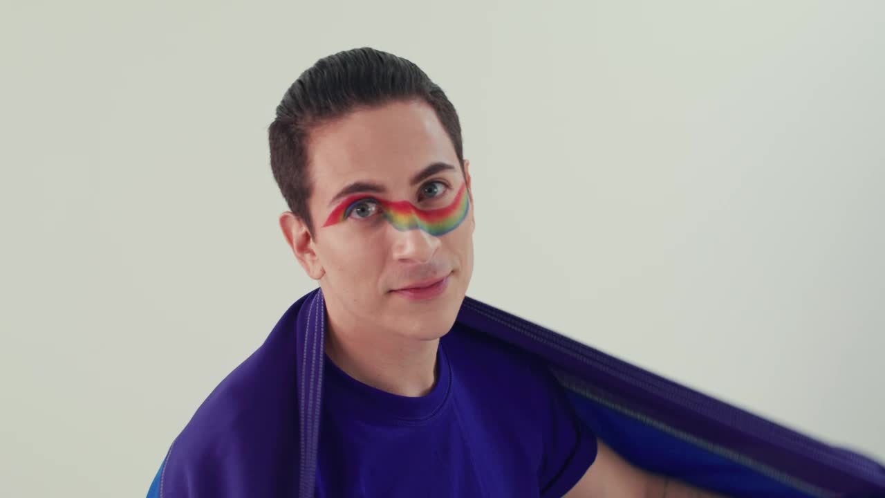 Video Stock Cheerful Lgbt Man With Lgbt Pride Flag Live Wallpaper For PC