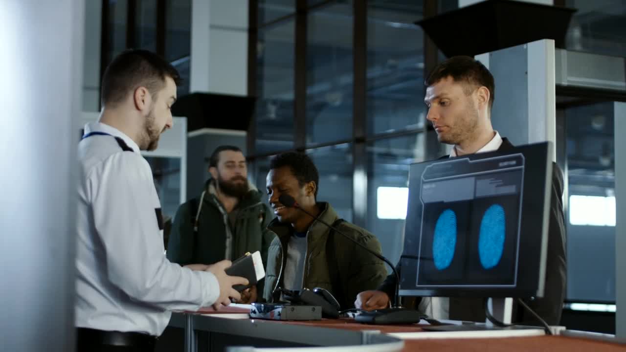 Video Stock Checking Passengers Thumbprint In The Airport Live Wallpaper For PC