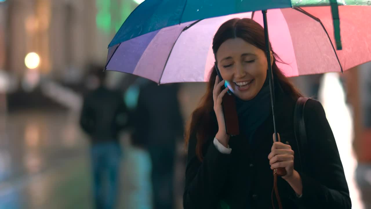 Video Stock Chatting On The Phone Under An Umbrella Live Wallpaper For PC