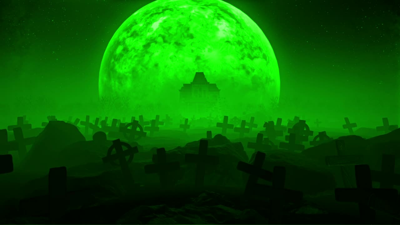 Video Stock Cemetery With Green Haze And The Moon Live Wallpaper For PC