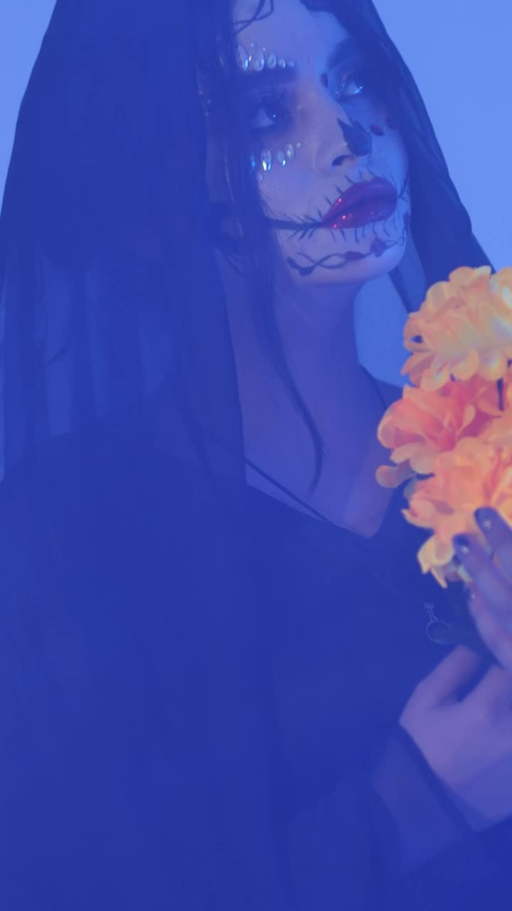 Video Stock Catrina Girl With A Bouquet Of Marigold Flowers Live Wallpaper For PC