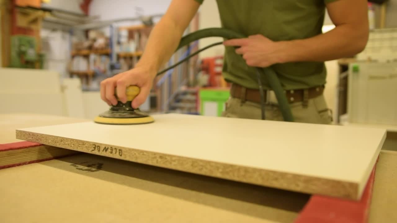 Video Stock Carpenter Sanding A Table Seen Close Live Wallpaper For PC