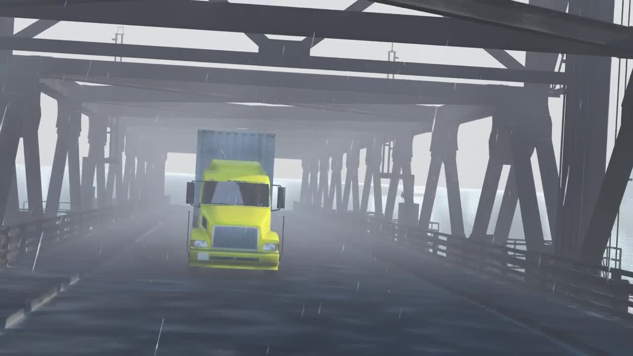 Video Stock Cargo Truck Crossing A Bridge While Raining Live Wallpaper For PC