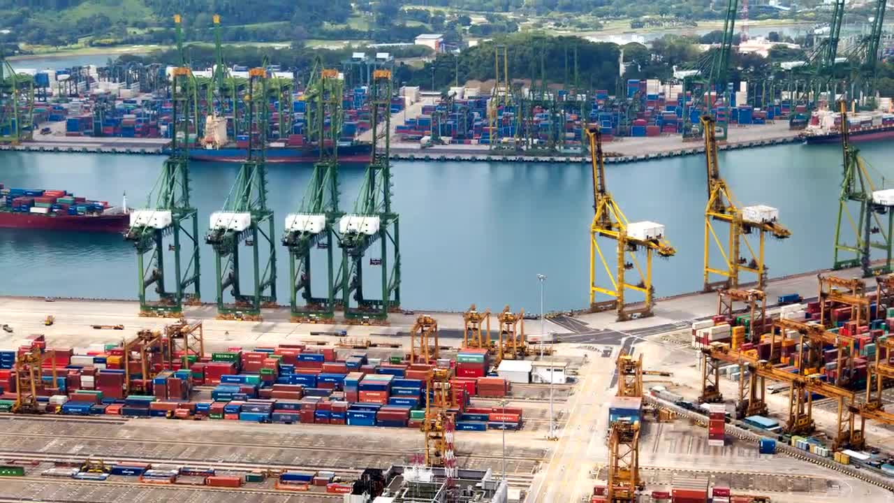 Video Stock Cargo Ship Port Seen From Above Live Wallpaper For PC