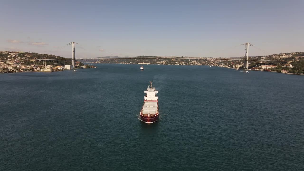 Video Stock Cargo Ship Leaving The Coast Of A City Live Wallpaper For PC