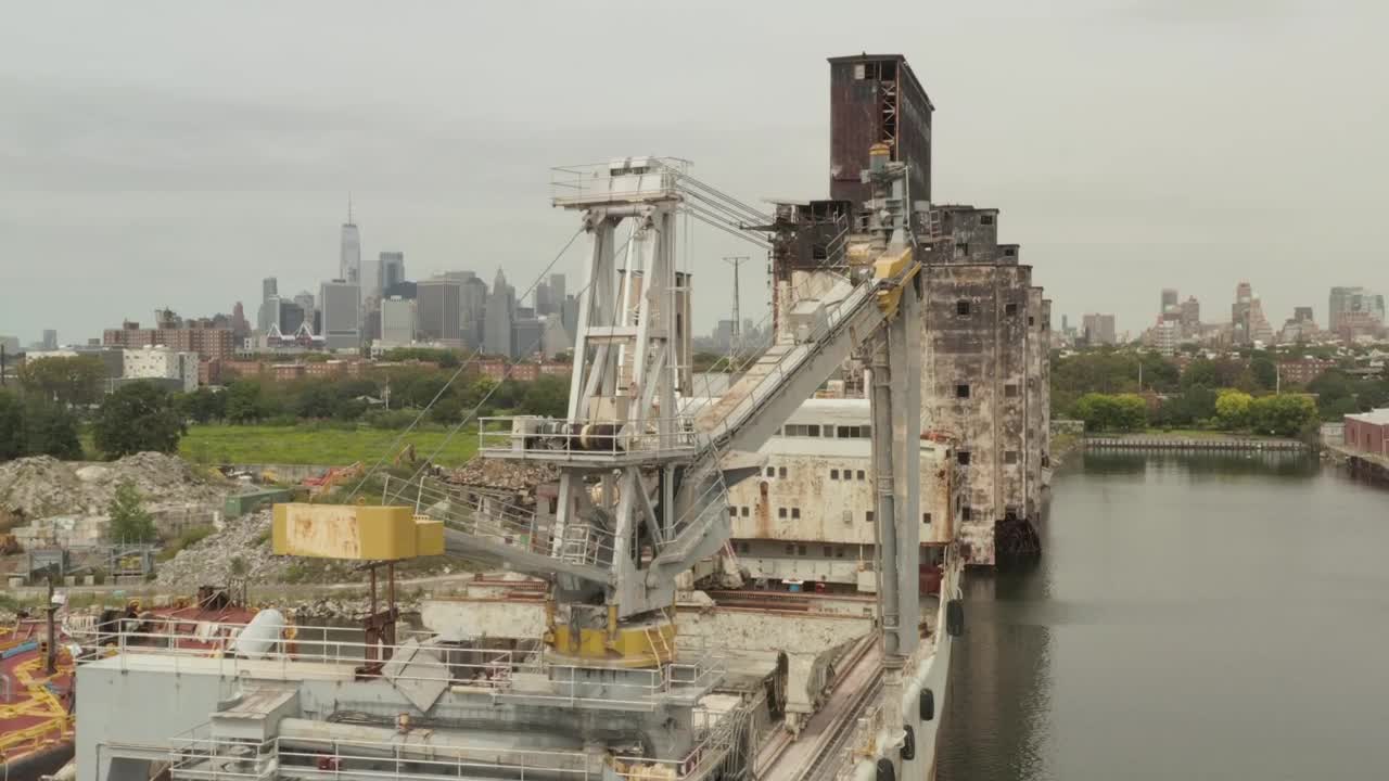 Video Stock Cargo Ship Crane In The Dock Aerial View Live Wallpaper For PC