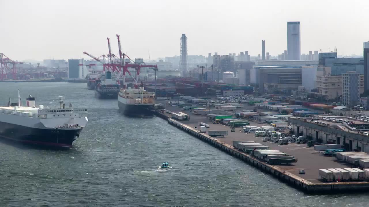 Video Stock Cargo Ship Arriving To Tokio Port Live Wallpaper For PC