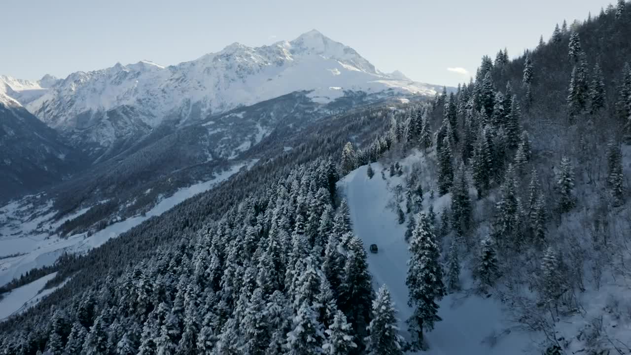 Video Stock Car Crossing A Mountain Snowy Road Live Wallpaper For PC