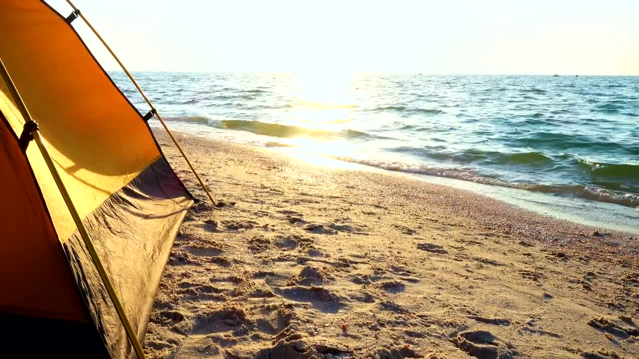 Video Stock Camping Tent On The Beach At Sunrise Live Wallpaper For PC